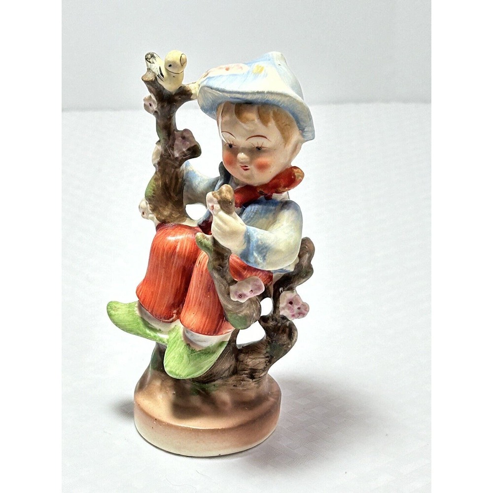 Vintage Sphinx Japan Ceramic Handpainted Little‎ Boy In A Tree Figurine - Picture 5 of 15